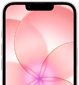 Gedeeltelijk vooraanzicht van iPhone 17e, met Ceramic Shield 2, kleur zachtroze, met op het scherm een achtergrond met een roze bloem